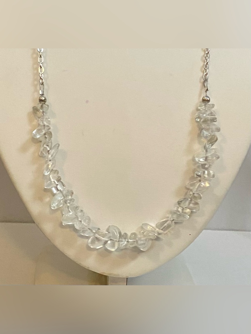Clear Crystal Quartz Chip Necklace - Elegant Women’s Jewelry